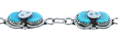 Native American Zuni Sterling Silver Turquoise Snake Bracelet JX122240